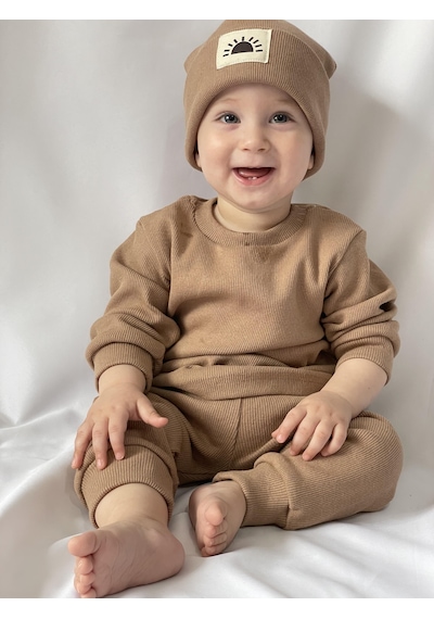 MiaBaby Bereli Üçlü Takım 001 Kahverengi