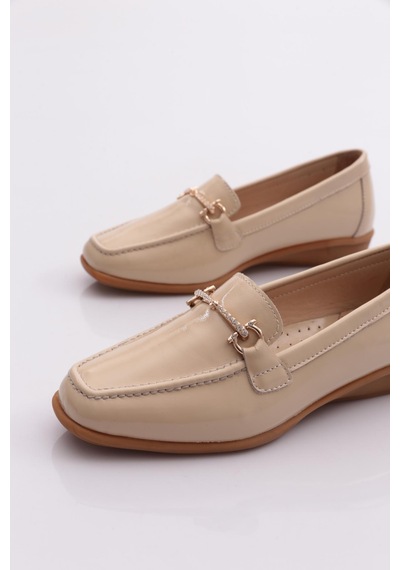 Dgn 3102 Kadin Aksesuarli Loafer Ayakkabi Vizon Rugan
