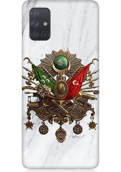 Samsung Galaxy A51 Uyumlu Mermer Fonda Osmanlı Nişanı Desenli Silikon Kılıf