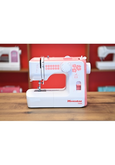 Moonstar Ev Tipi Düz Dikiş Makinesi 12 Desenli / Model 588 Pembe