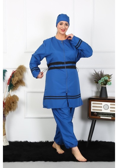 Akbeniz Büyük Beden Tesettür Mayo 7xl-8xl-9xl-10xl İndigo 55010-indigo İndigo