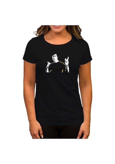 Bruce Lee Figure Siyah Kadın Tişört Siyah