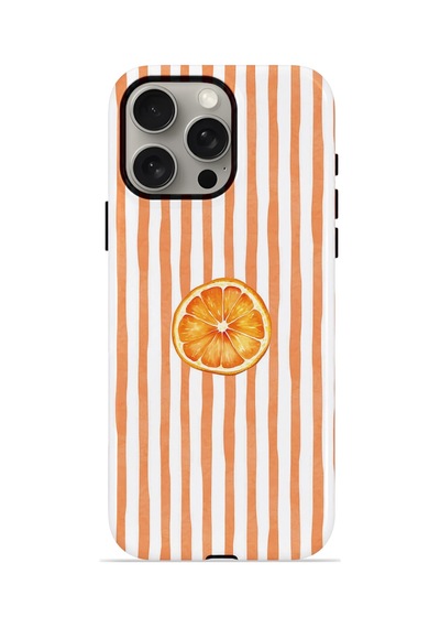 Apple iPhone Uyumlu 15 Pro Vorian Çift Katmanlı Kılıf Orange Slice Stripe