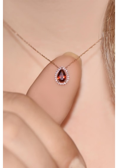 Pırlanta Yakut Damla Rose Kolye