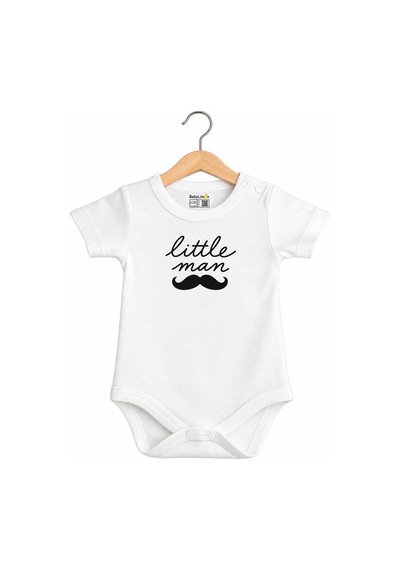 Babylimon Pamuklu Bebek Body - Little Man - Bebek Zıbın Badi - Yazılı Zıbın Beyaz - 936529755 Beyaz