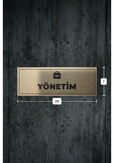 Yönetım Yazılı - Metal - Gold Renk - Kapı İsimliği - 20x7 Cm