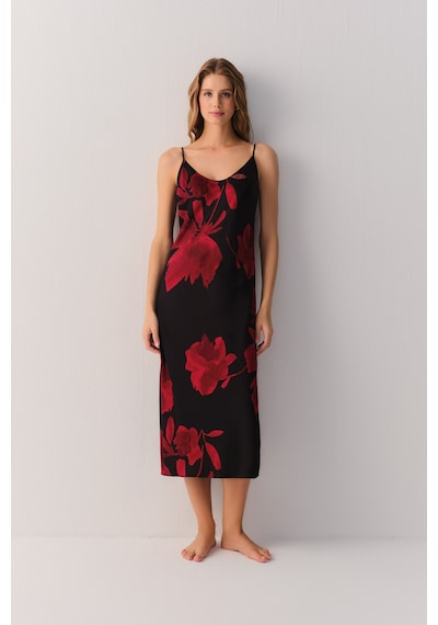 Suwen Seductive Satin Uzun Gecelik St60116131021 Gülkurusu