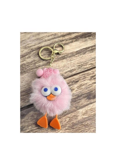 Peluş Ördek Anahtarlık Ve Çanta Aksesuarı - Pembe Beyaz Beyaz