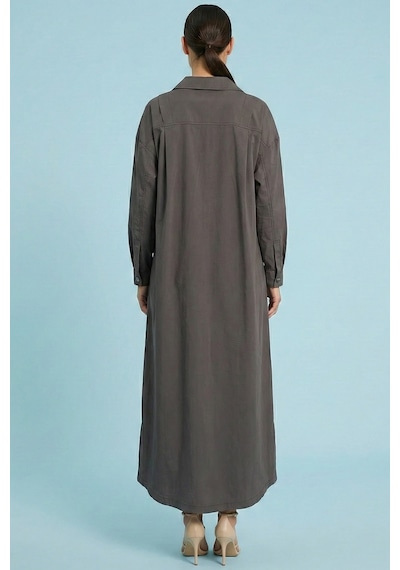 Guitar Oversize Antrasit Poplin Elbise Antrasit
