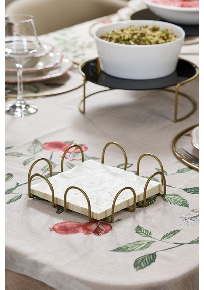 Edora Home Gold Masa Üstü Metal Paslanmaz Dört Element Modern Peçetelik, Lüks Sunum
