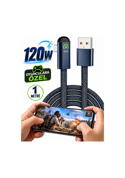 1mt 120w Usb To Type-c Örgülü Oyuncu Gamer Hızlı Şarj Data Kablosu