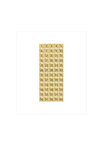 Metal Kapı Masa Dolap Numarası Levha 5x5cm Altın Renk 60 Adet 1 60