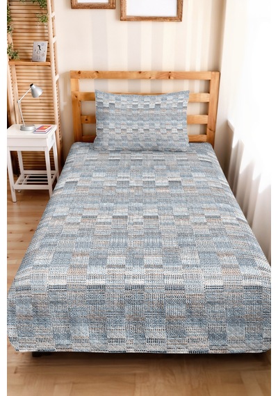 Mavi Geometrik Modern Genç Odası Tek Kişilik Pike Takımı-gri Ekose 160x220 Cm Kapitone Yatak Örtüsü Masalsı Masal Aurası