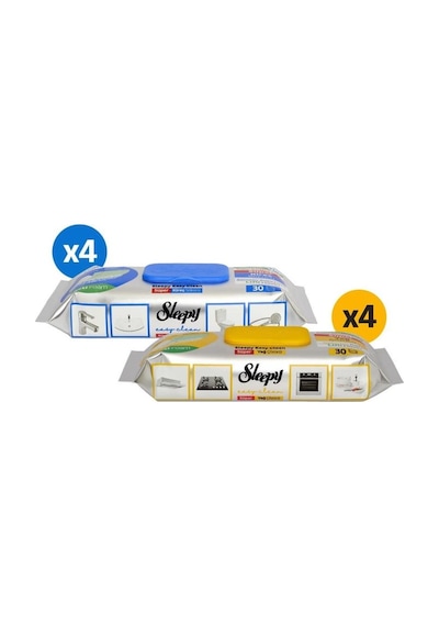 Sleepy Easy Clean Süper Yağ Çözücü&kireç Sökücü Yüzey Temizlik Havlusu&mendili 8x30 240 Yaprak Beyaz