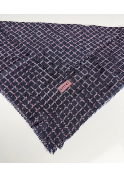 Eripek Desenli Flamalı Keten Eşarp- 06112 Lacivert