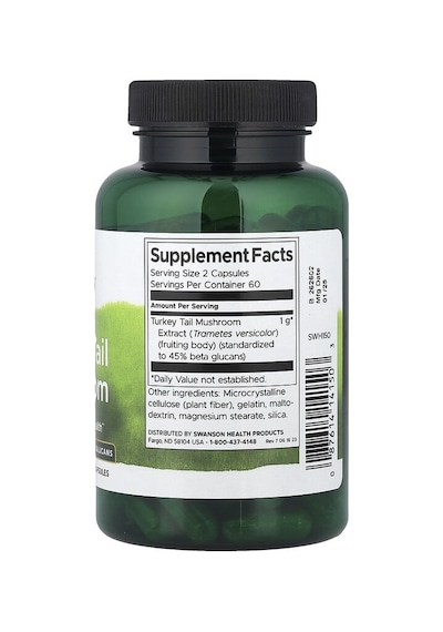 Swanson Vitamins, Turkey Tail Mushroom, 120 Capsules 500 Mg Per Capsule