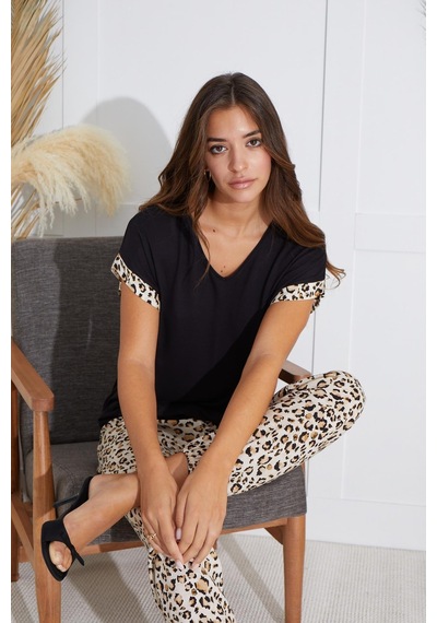 Sevim Kadın Kısa Kol Siyah Pijama Takım C8t1n6o51 001