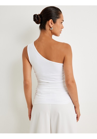 Koton Asimetrik Tek Omuz Bluz Drape Detaylı Skinny Beyaz 4sak70013pk