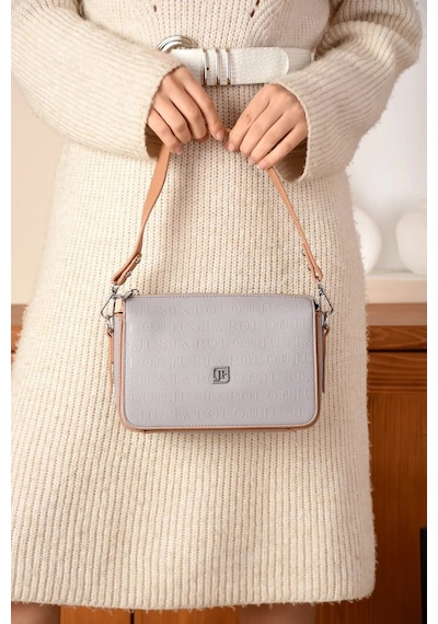 Just Polo Kadın Kabartma Baskılı El Ve Omuz Çantası Shoulder Bag Gri