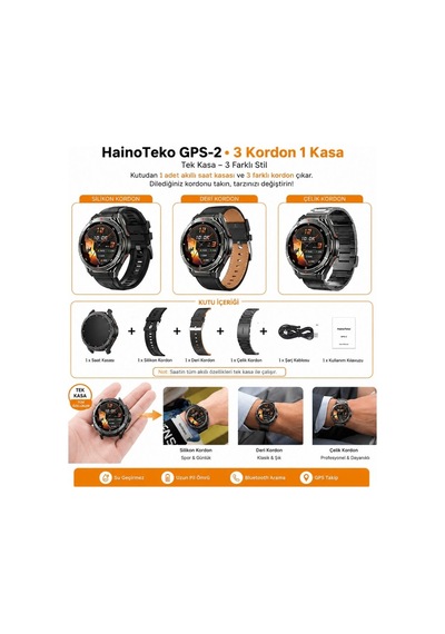 HainoTeko GPS-2 Amoled Ekran Su Geçirmez Akıllı Saat (Distribütör Garantili)
