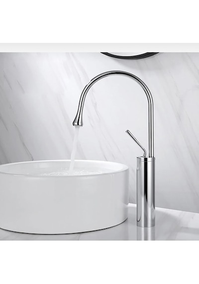 İsaoğlu Yapı Çanak Lavabo Bataryası Lavabo Musluğu Drop Design Lavabo Armatür Gümüş