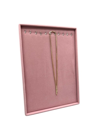 Yerli Üretim Süet Kumaş Pembe Renk 34/24 Cm Ayaklı Kolye Sergileme Standı Çok Renkli