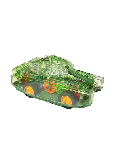 Sürtmeli Şeffaf Işıklı Tank Askeri Araç 15 Cm Yeşil Renkli