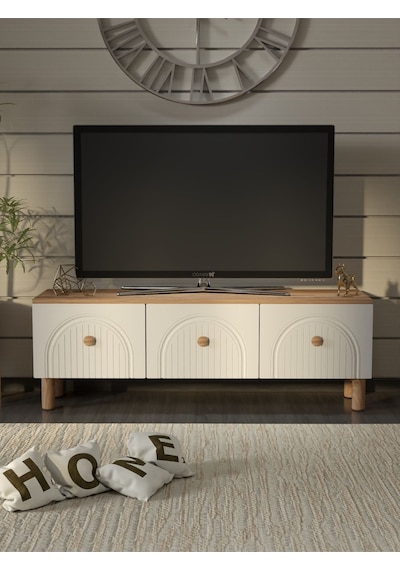 Bohem Tarz 135cm 3 Kapaklı Mdf Kapak Tv Ünitesi Atlantik Çam