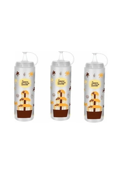 3 Adet Çikolata Sos Şişesi - Şeffaf - 700 Ml Crchmgo Çok Renkli