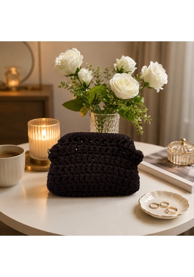 Bordo Penye Burslu Clutch Çantası