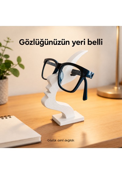 Yüz Silüeti Gözlük Standı Dekoratif Masaüstü Gözlük Tutucu Organizer Beyaz