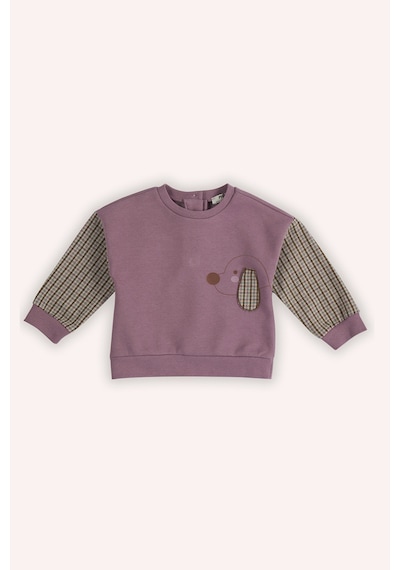 Kız Bebek Baskı Detaylı Gül Kurusu Sweatshirt 8408373