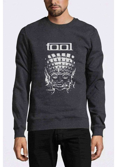 Tool Band Baskılı Füme Antrasit Erkek Örme Sweatshirt (528619292)