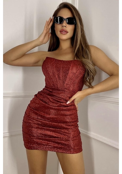 Mini Luxury Elbise - Kırmızı Kırmızı