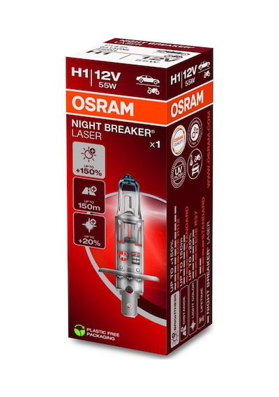 Ampul Night Breaker Laser H1 12v 55w%100'ye Kadar Fazla Işık 150m'ye Kadar Fazla Görüş Açısı,%2