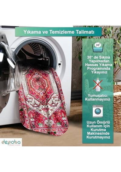Zaren Kadife Kaymaz Pamuk Tabanlı Yıkanabilir Antibakteriyel Salon Halısı 120x180 Genel