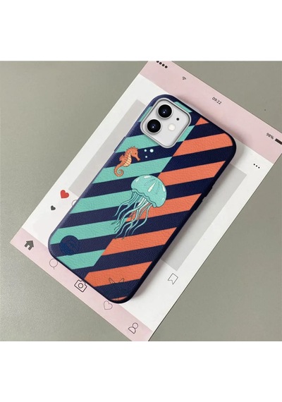 İphone 11 Uyumlu Mavi Deri Dokulu Silikon Kamerayı Korur Şok Emici Kılıf 8