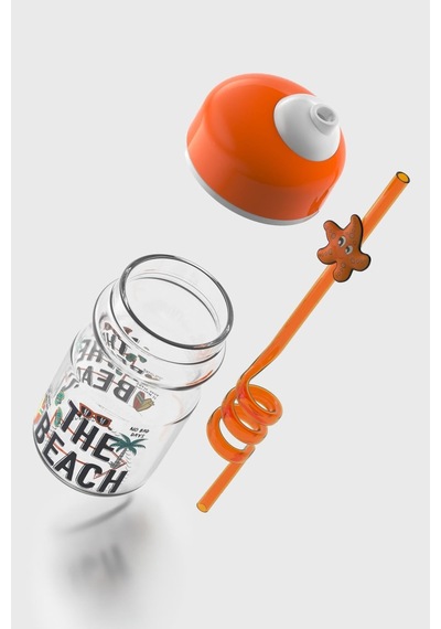 Renga Bubble Kids Desenli 370 Ml Pipetli Cam Şişe 182048 Turuncu