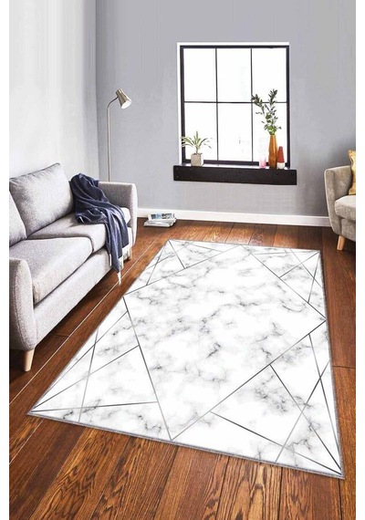 Silver Prizma Kaymaz Tabanlı Makinede Yıkanabilir Halı Rv027n11