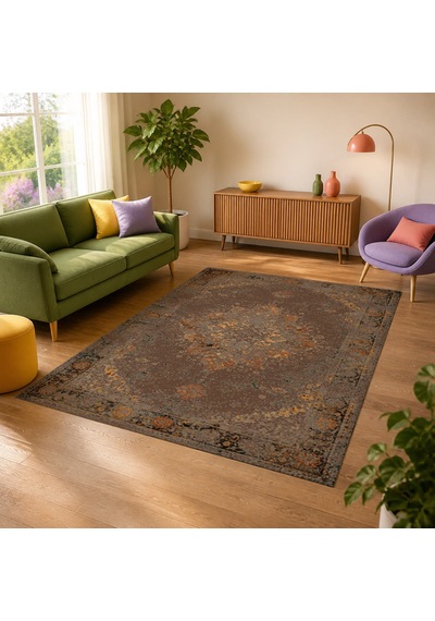 Kartela Halı Melo Halı Jüt Taban Dokuma Halı Kahverengi - 100 X 150 Cm
