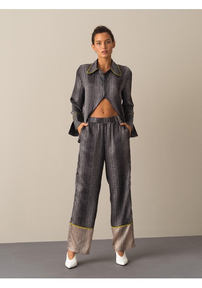 Xint Siyah Oversize Saten Pantolon 201138