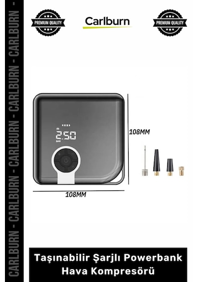 Kompresör 4000mah Batarya Akıllı Dijital Gösterge Taşınabilir Şarjlı Powerbank Hava Kompresörü