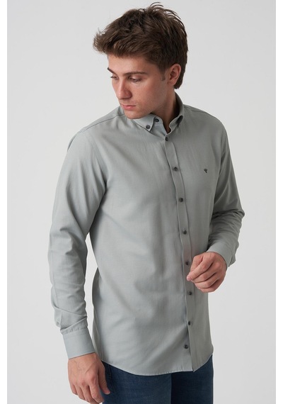 White Stone Barcelos G2514 Slim Fit Gömlek Desenli Gri