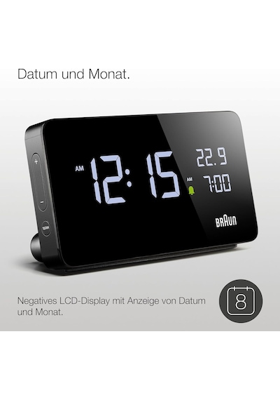 Braun Dijital Çalar Saat, Lcd Ekranlı, Diğer Cihazları Şarj Etmek İçin 2 X Usb-c Bağlantısı, Saat Ve Tarih Gös