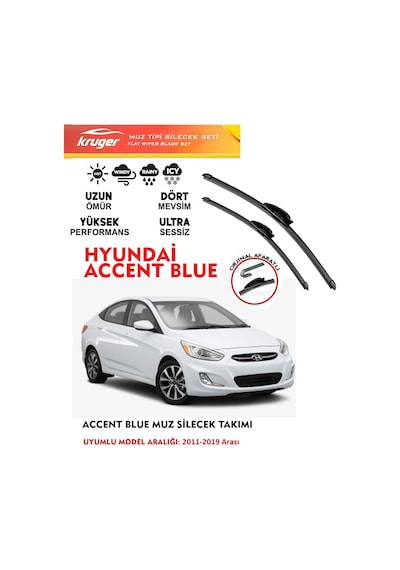 Hyundai Accent Blue Cam Silecek Takımı 2016 Model Araca Özel Aparat