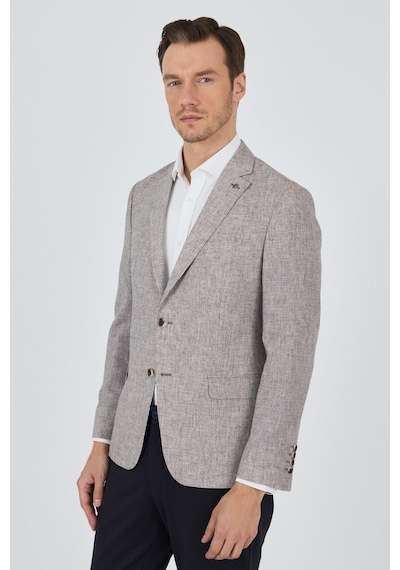 İmza Kazayağı Desen Bez Ayağı Mono Yaka Yarım Astar Keten Karışımlı 6 Drop Slim Fit Ceket 1002250102 Bej İmza Kazayağı Desen Bez Ayağı Mono Yaka Yarım Astar Keten Karışımlı 6 Drop Slim Fit Ceket 1002250102 Bej