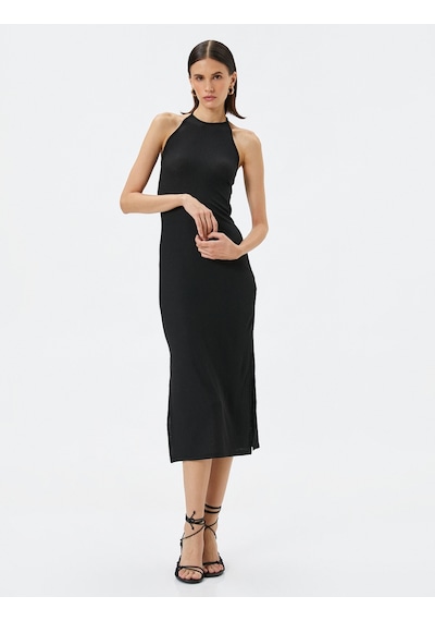 Koton Triko Elbise Midi Halter Yaka Yırtmaçlı Siyah 4sak80019ek 4SAK80019EK999 Koton Triko Elbise Midi Halter Yaka Yırtmaçlı Siyah 4sak80019ek 4SAK80019EK999
