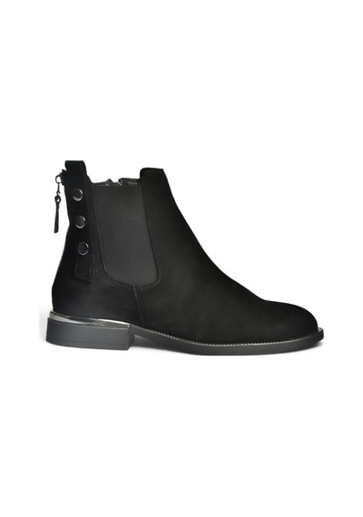 Fox Shoes Z555266661 Siyah Hakiki Deri Süet Kadın Bot