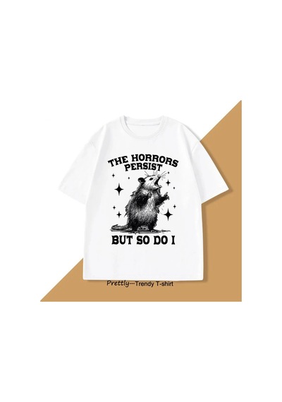 Tarzsokak Beyaz Korku Kalıcı Ama Bu Yüzden Yaparım Retro Opossum Komik Tshirt Sokak