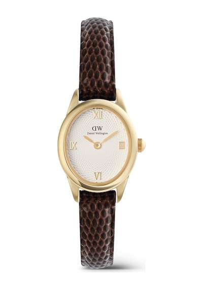 Daniel Wellington Ophelia Mini Dark Brown Lizard White Guilloche Gold Dw00600891 Erkek Kol Saati Altın